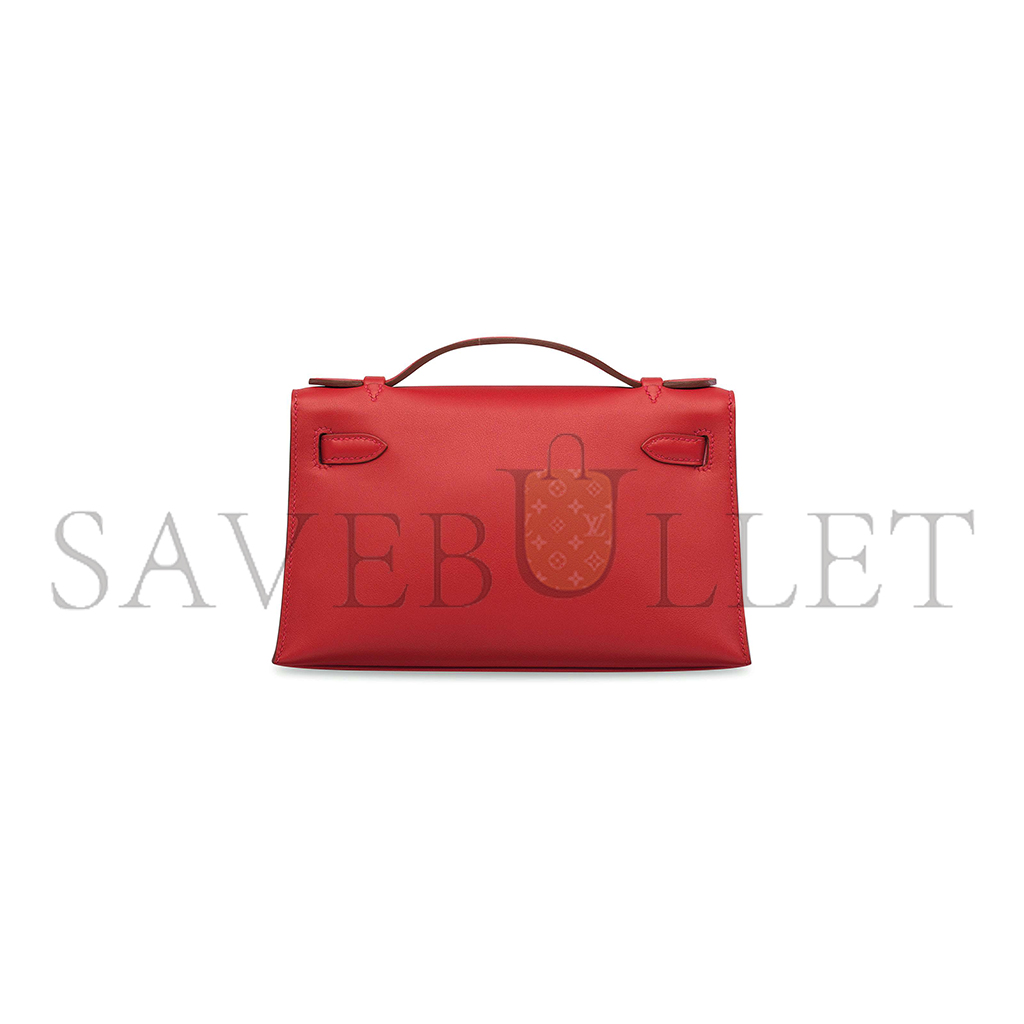 HERMÈS LEATHER KELLY POCHETTE WITH GOLD HARDWARE (22*14*7cm) 